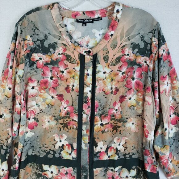 Tolani Collection 'ADELE' Blouse Top Floral Print Roll-Tab Sleeve Modal size XL - Picture 13 of 14